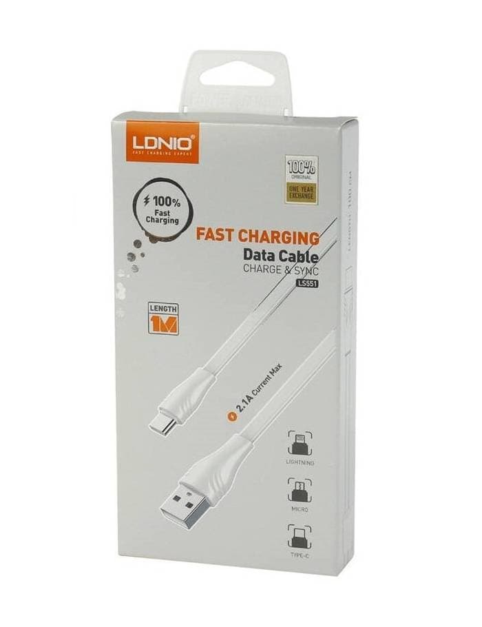 کابل ایفون LDNIO مدل LS551- کابل شارژ Lightning، Micro USB و Type-C