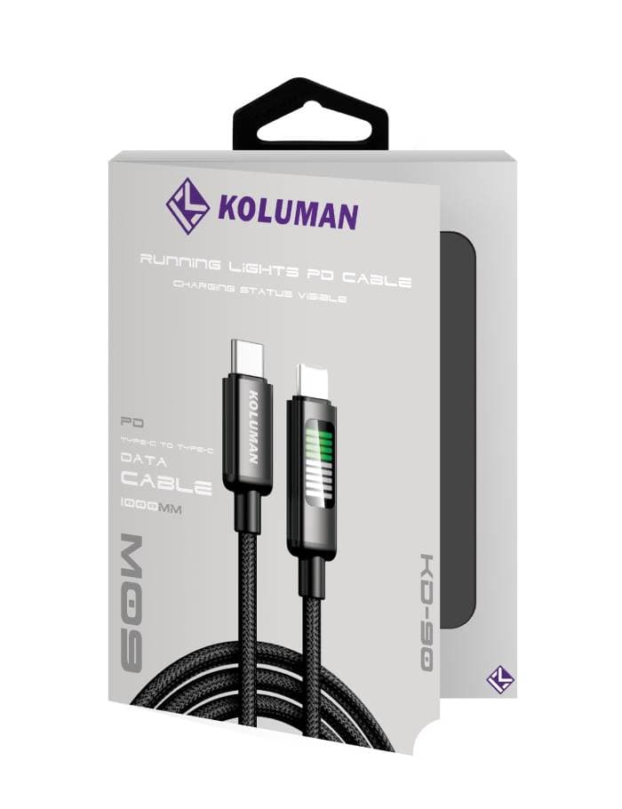 کابل Type-C به Type-C کولومن KD-90 -با نشانگر LED وضعیت شارژ — تصویر ۲