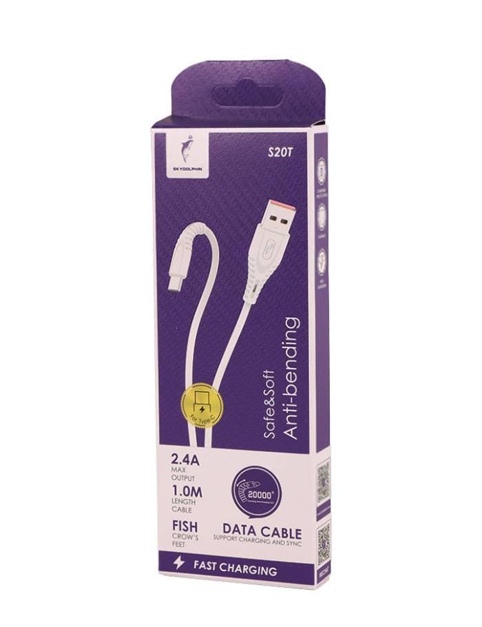 کابل شارژ USB به Type-C مدل SKY DOLPHIN S20T -کابل بادوام با طراحی نرم