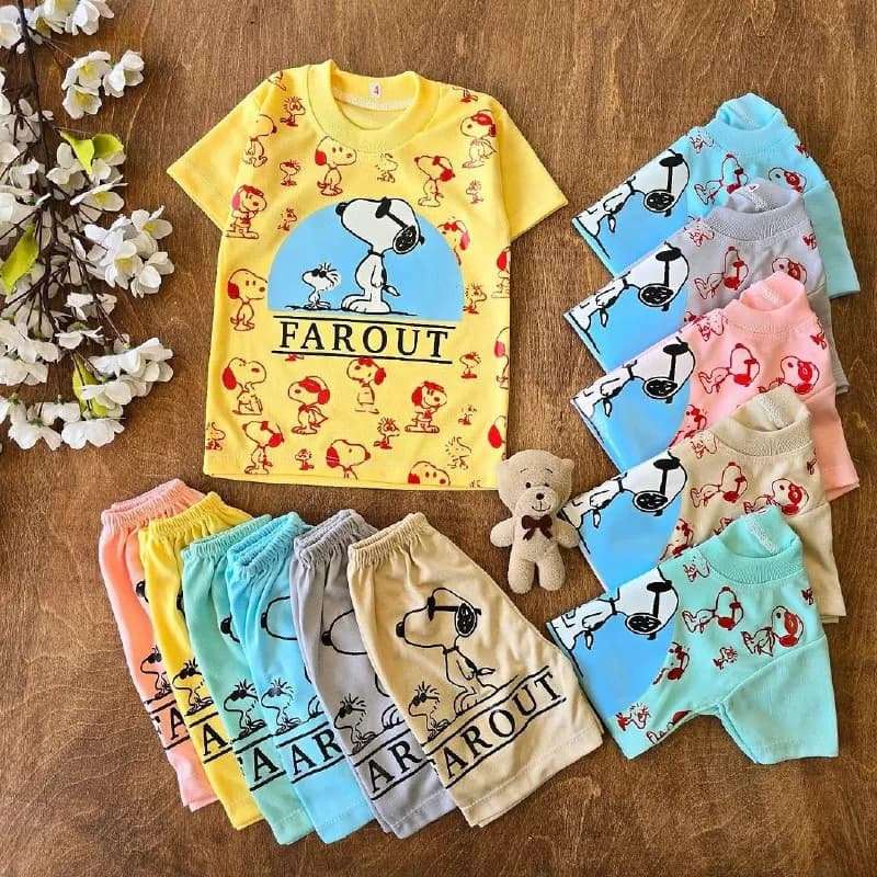 تیشرت شلوارک اسنوپی عینکی سایز ۴ تا ۶ کد ۴۶۴۵