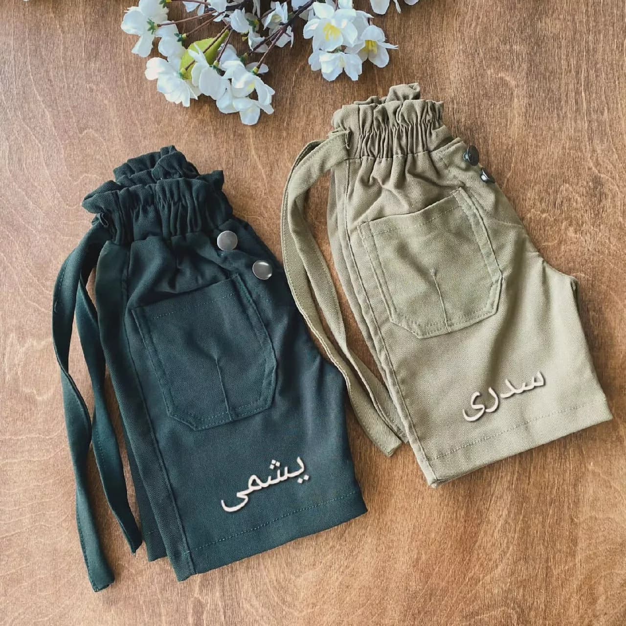 شلوارک کتان طرح مام فیت کد 4581 — تصویر ۴