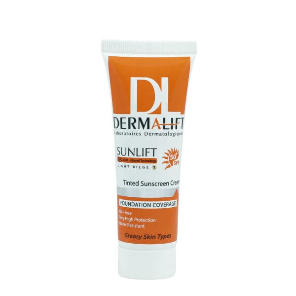 ضد آفتاب درمالیفت SPF50مناسب پوست چرب بژ روشن شماره1