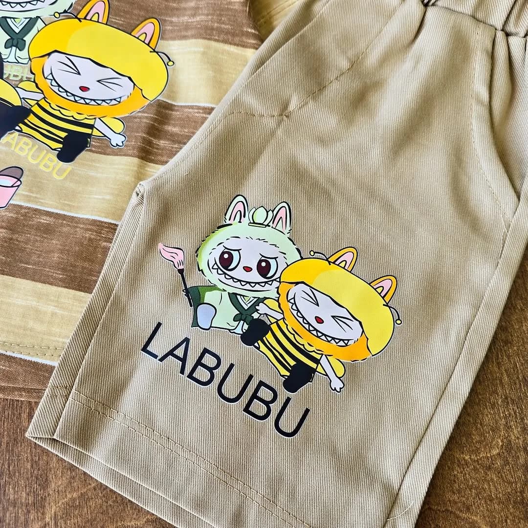 تیشرت شلوارک کتان راه راه زنبور LABUBU کد 4549 — تصویر ۲