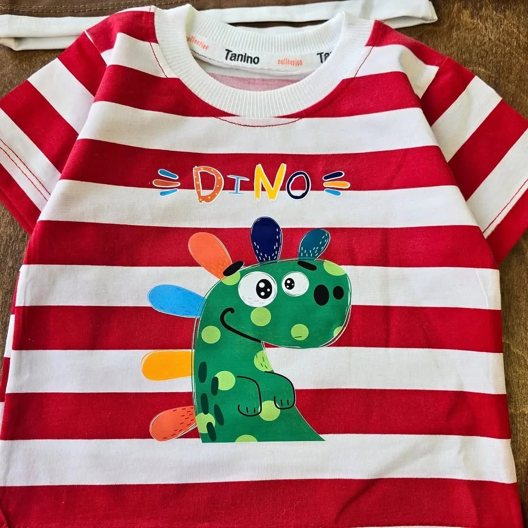 تیشرت شلوارک راه راه دایناسور Dino کد 4402 — تصویر ۲