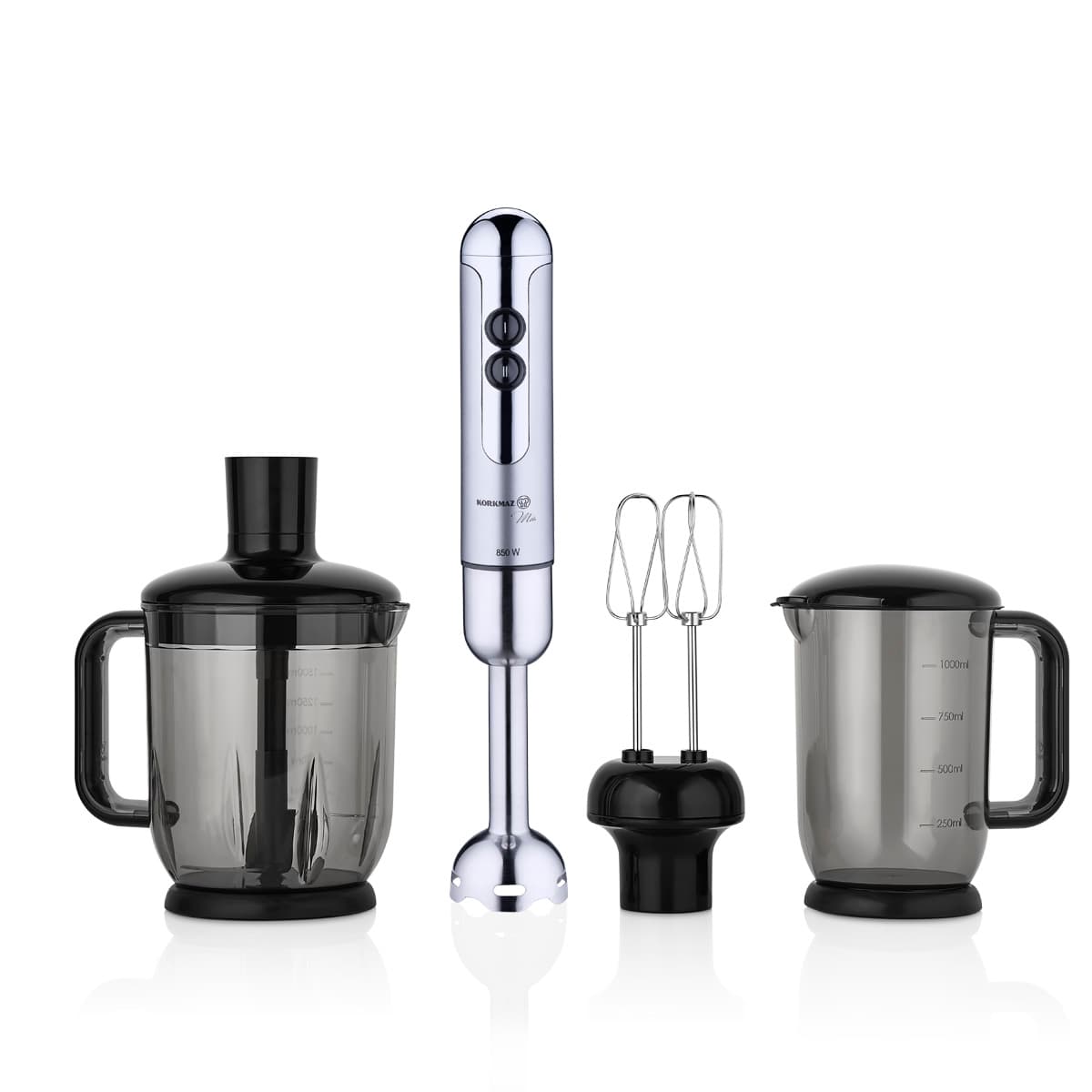 سرویس همزن سر استیل 850 وات نقره ای مگا میا کرکماز 447-16