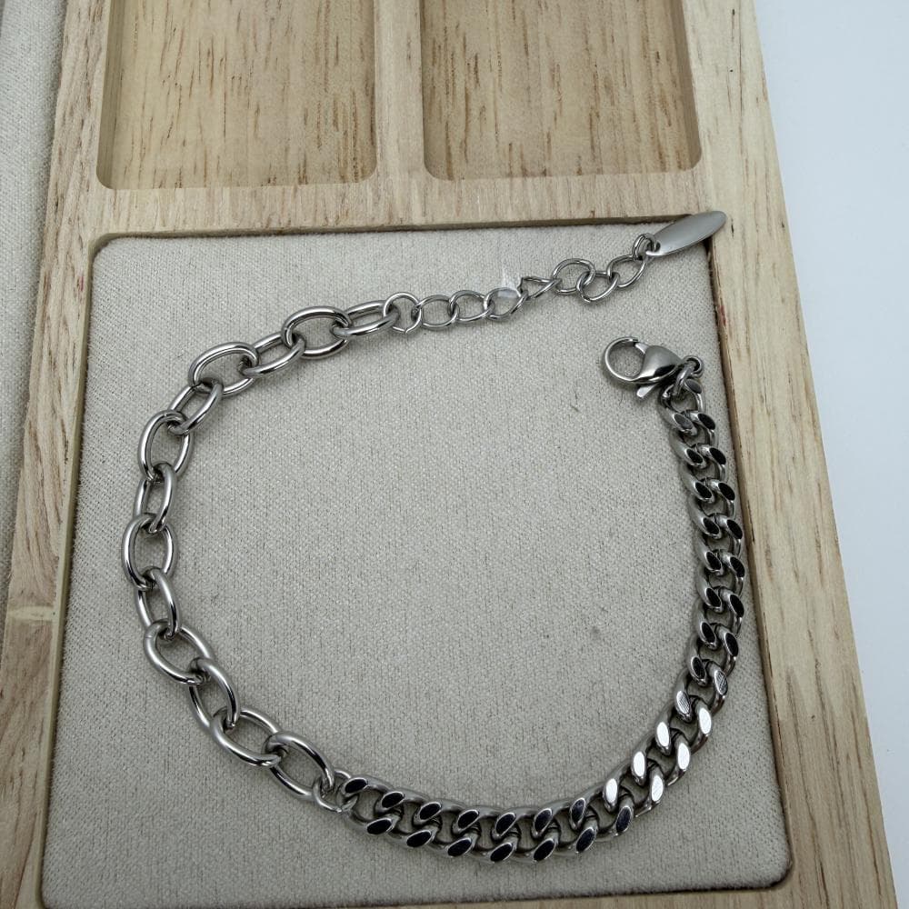 دستبند ژوپینگ دخترانه آبکاری نقره ای کد 84