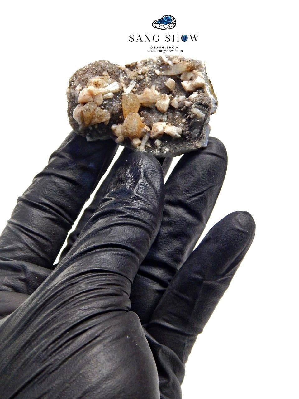 سنگ استیلبیت بر روی بستر اسموکی کوارتز نمونه استثنایی و اصل و معدنی S1460 — تصویر ۵
