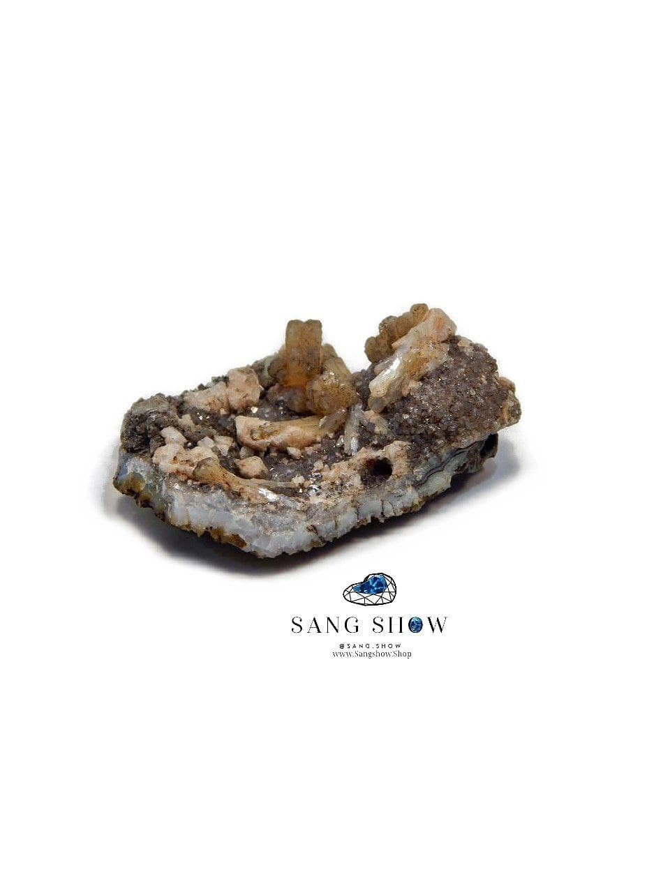 سنگ استیلبیت بر روی بستر اسموکی کوارتز نمونه استثنایی و اصل و معدنی S1460 — تصویر ۳
