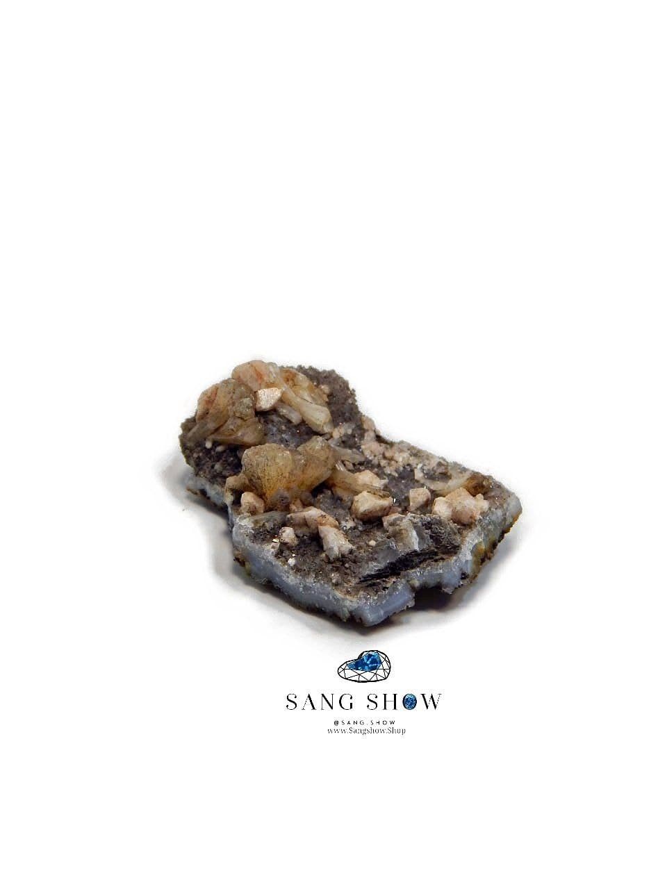 سنگ استیلبیت بر روی بستر اسموکی کوارتز نمونه استثنایی و اصل و معدنی S1460 — تصویر ۴