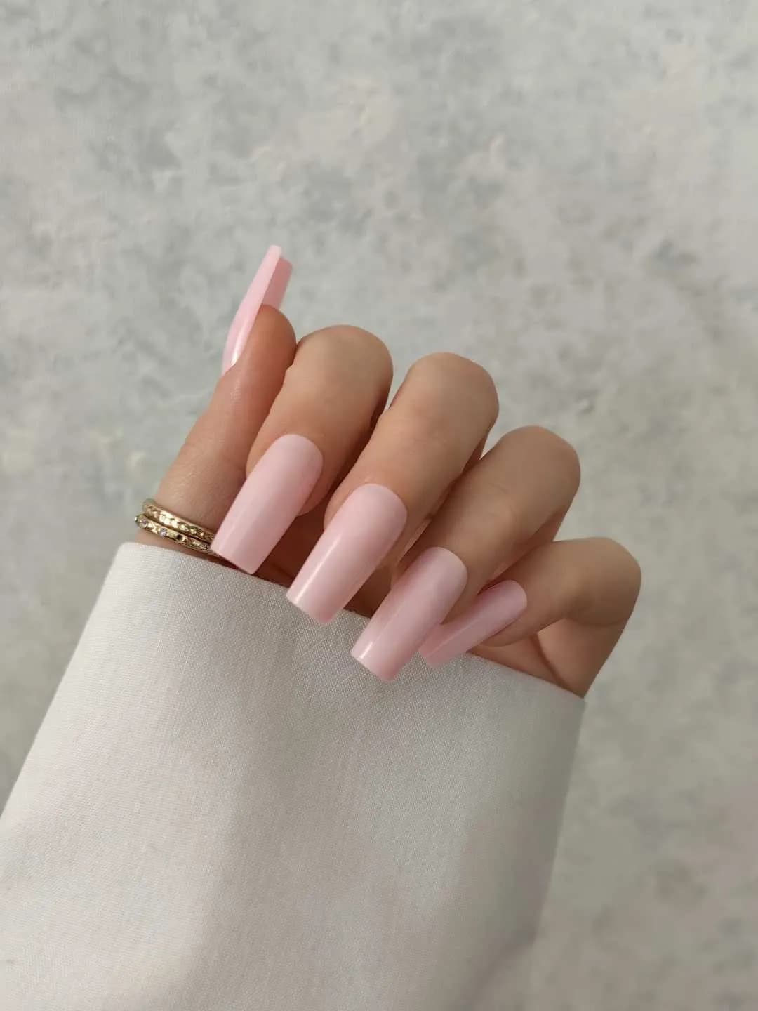 ناخن مصنوعی رنگی ساده رنگ صورتی روشن فرم مربع براق راسا – RSN0332 — تصویر ۲