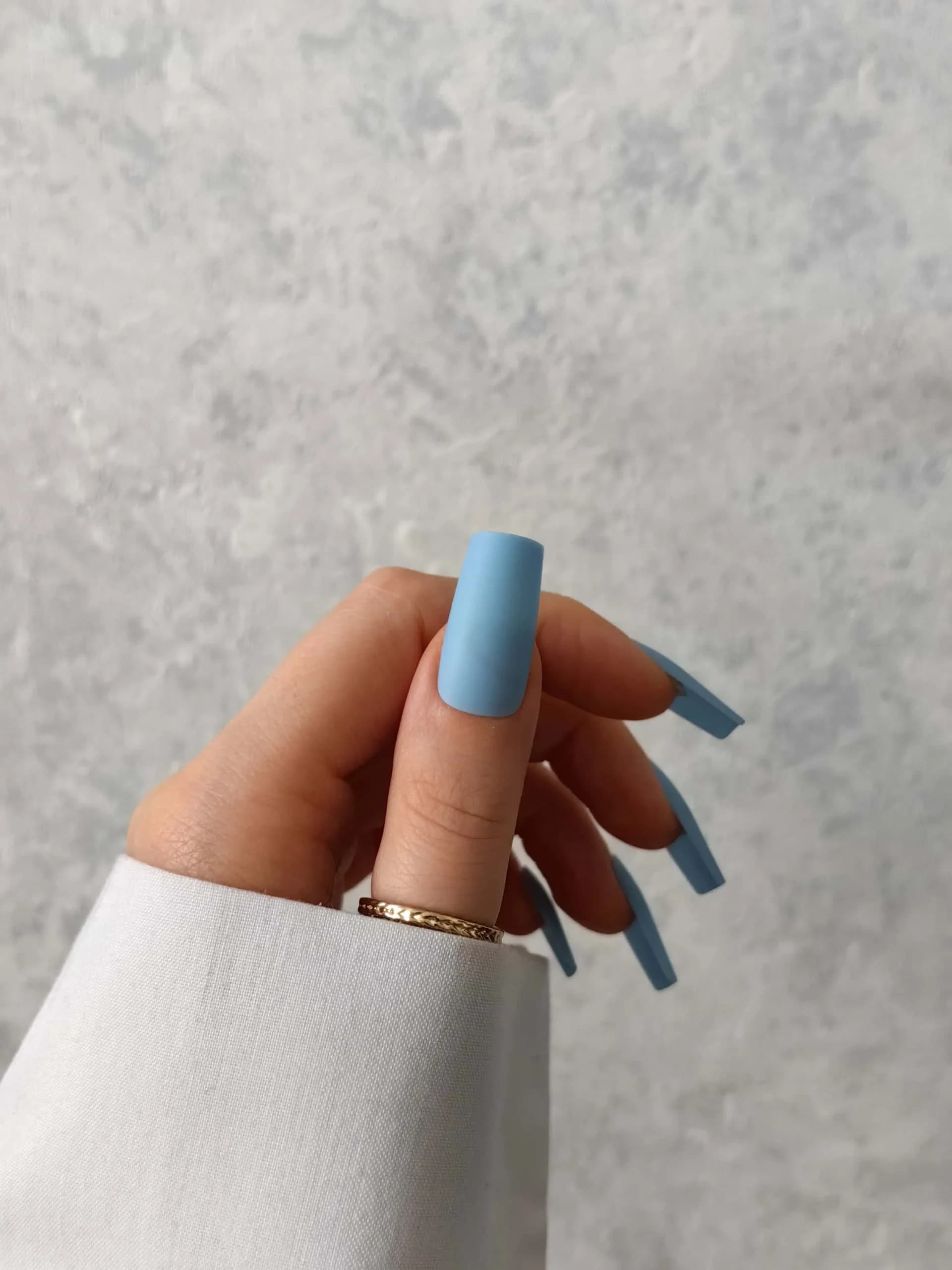 ناخن مصنوعی رنگی ساده رنگ آبی پاستیلی فرم مربع راسا – RSN0304 — تصویر ۴