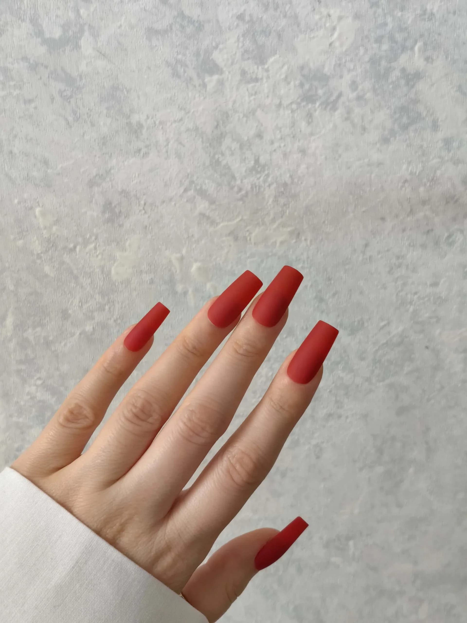 ناخن مصنوعی رنگی ساده رنگ قرمز فرم مربع راسا – RSN0302 — تصویر ۳