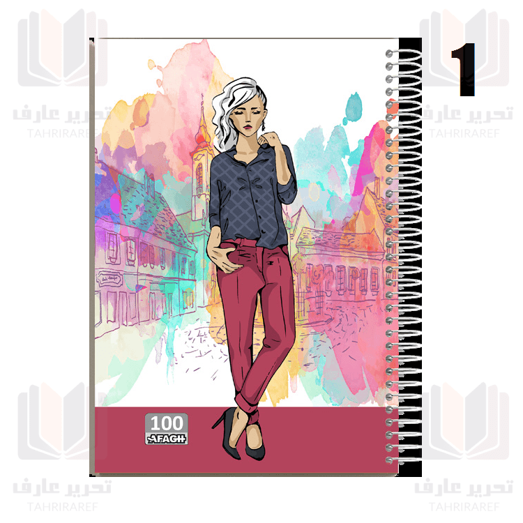 دفتر 100 برگ دخترانه جلد طلقی متالایز تک سیم آفاق 33 — تصویر ۲