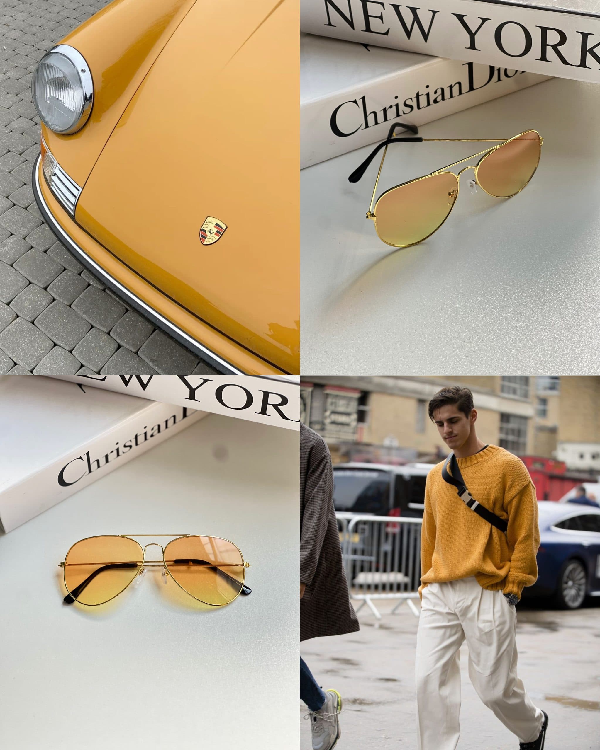 عينك آفتابي برند Rayban مردانه طلایی ترند يووي 400