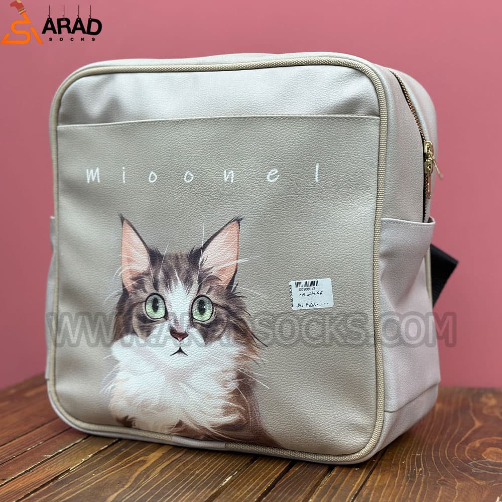 کوله پشتی چرم طرح گربه