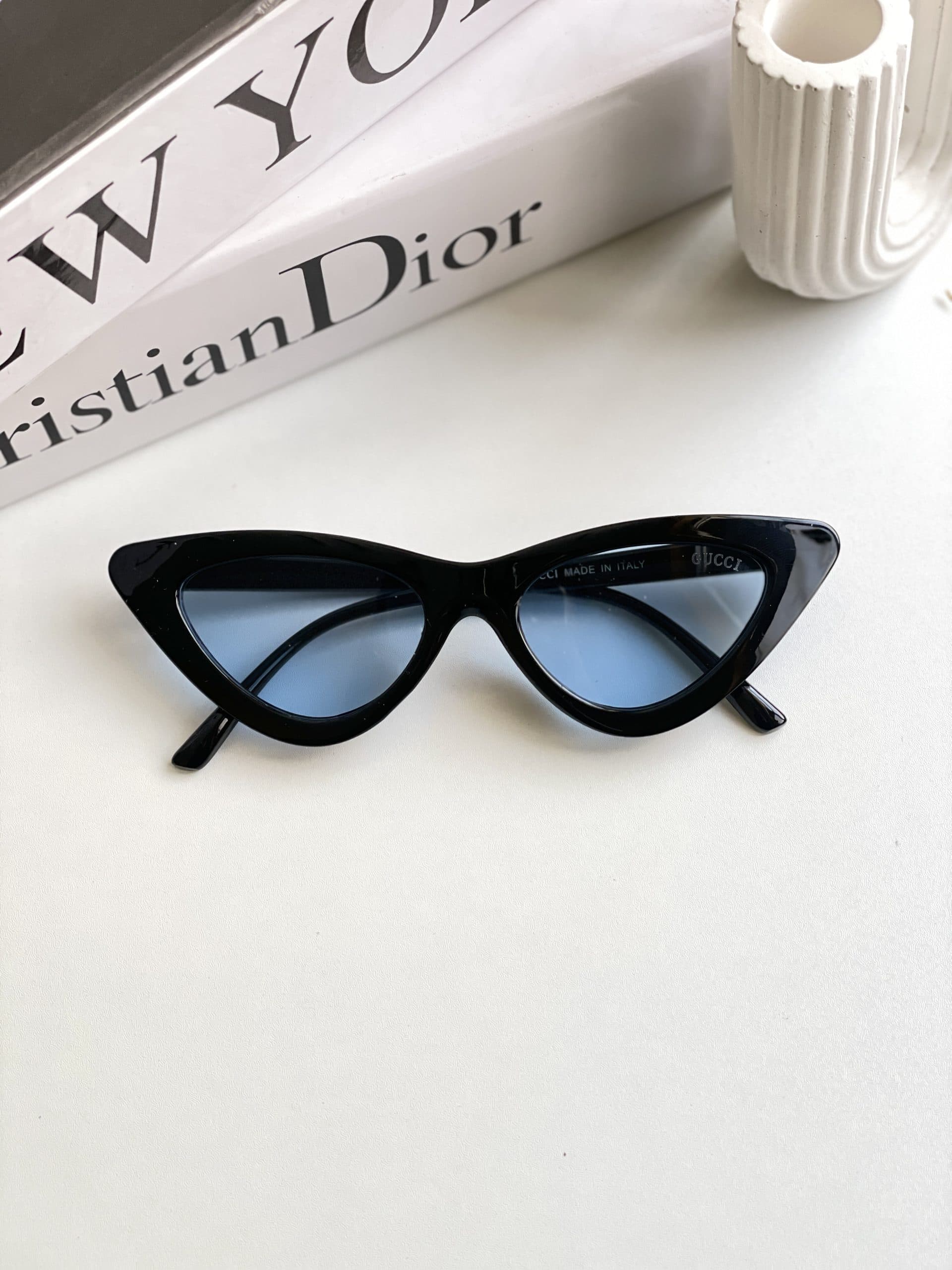 عينك آفتابي برند Dior زنانه مشکی آبی ترند يووي 400 — تصویر ۲
