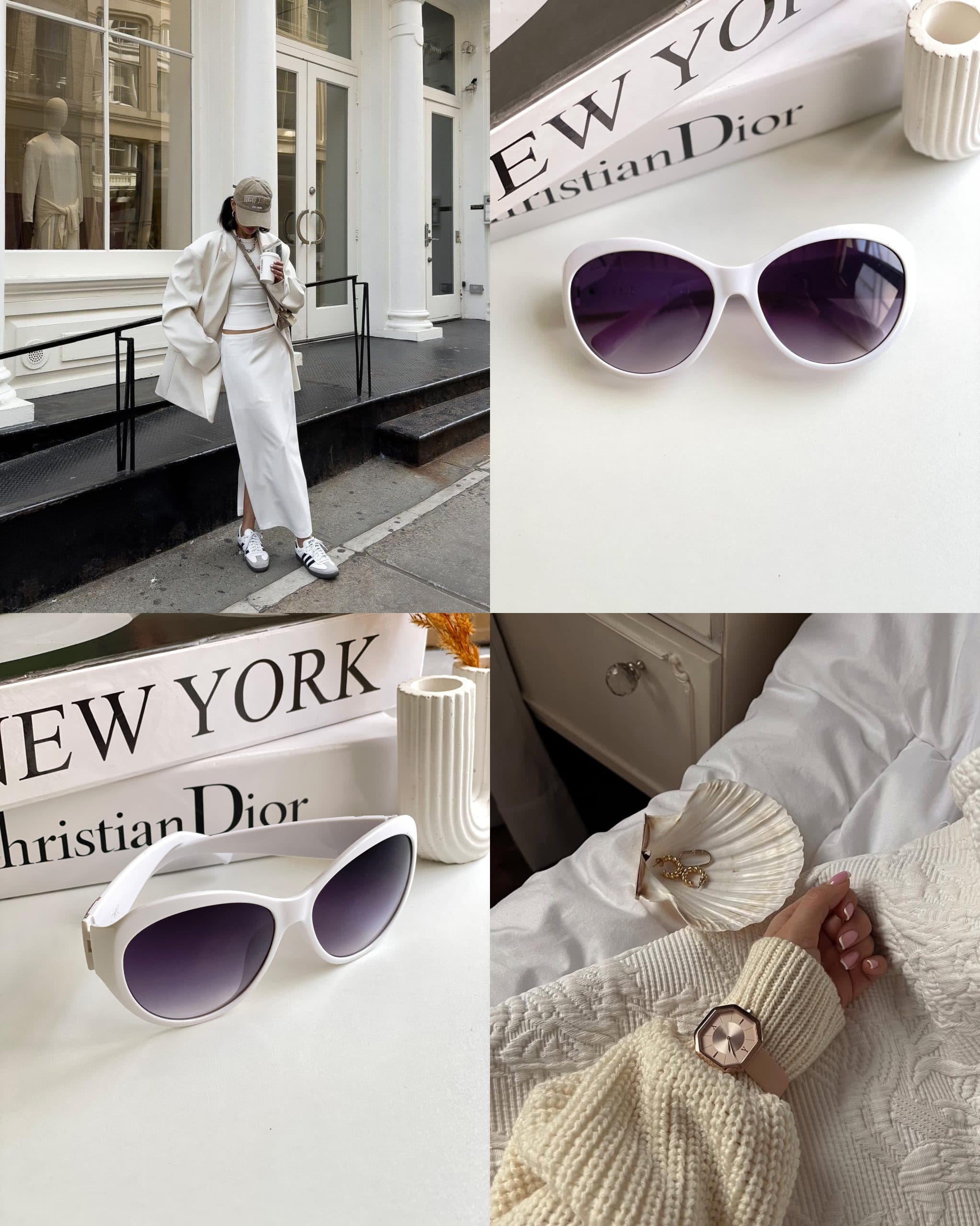 عينك آفتابي برند Dior زنانه سفید بیس دار ترند يووي 400