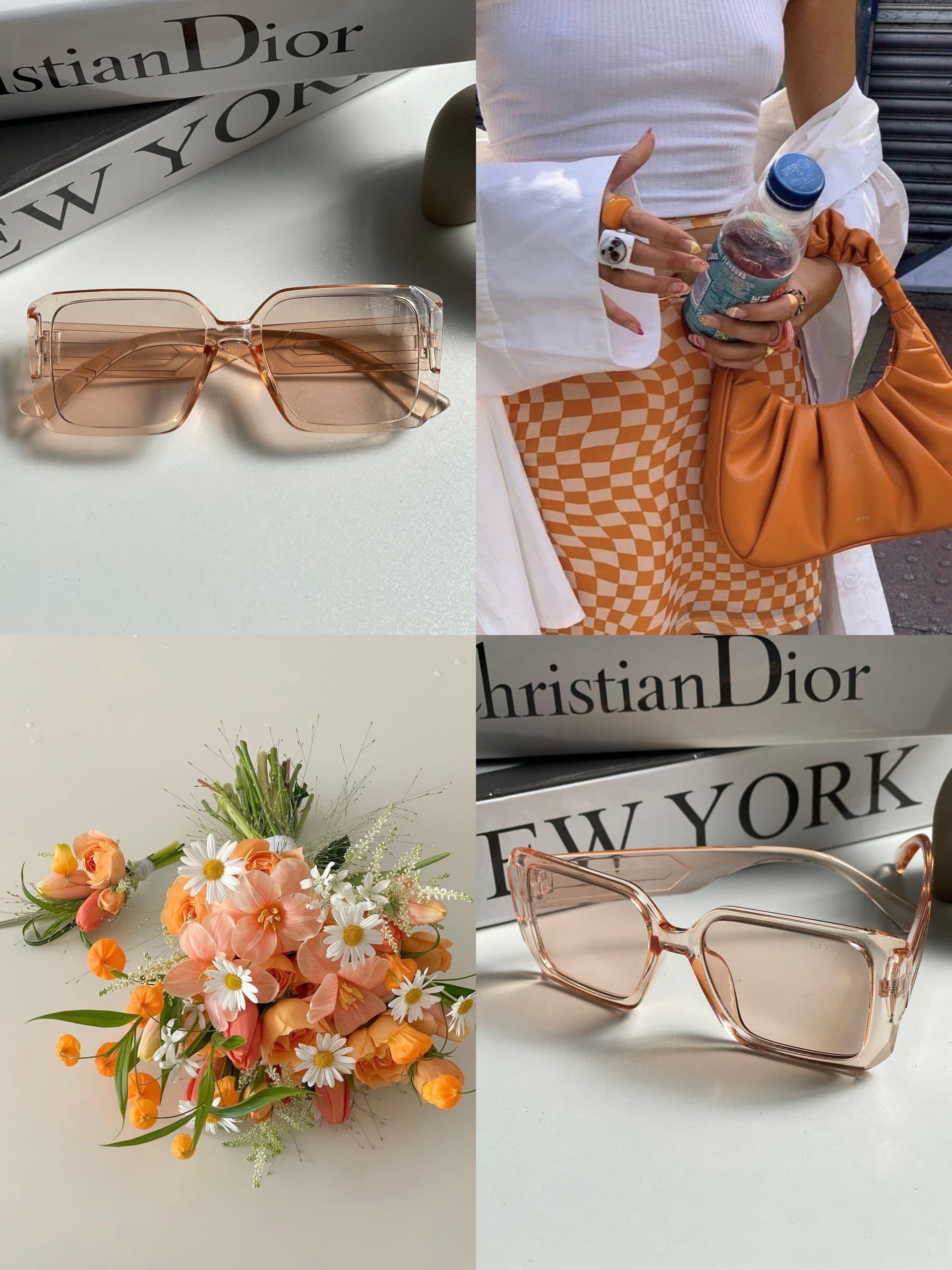 عینک آفتابی برند prada نباتی کریستالی ترند دخترانه زنانه یووی۴۰۰