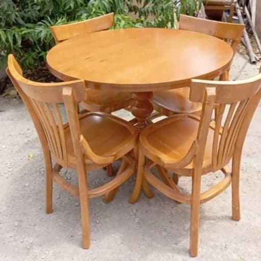میز ناهارخوری4نفره گرد چوبی لهستانی مبلمان فرنا مدل 1113492
