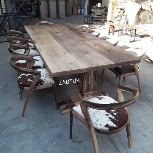 میز ناهارخوری اسلب چوب گردو مبلمان فرنا مدل 1113435