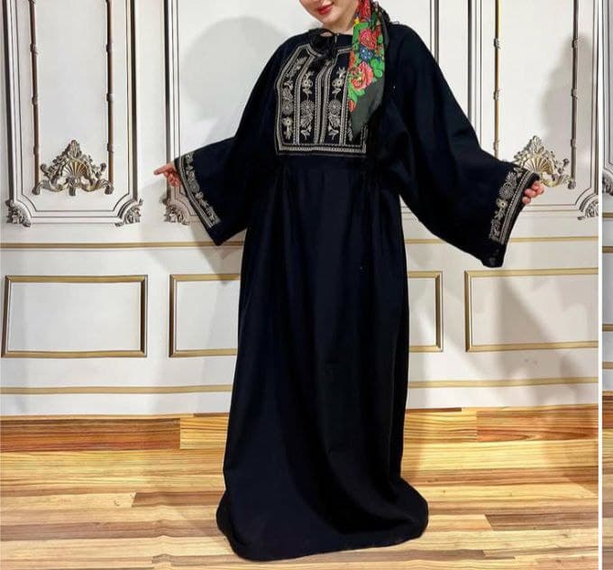 پیراهن ساحلی مانتویی کفتان لینن گلدوزی طرح کیمینو/کد586 — تصویر ۳