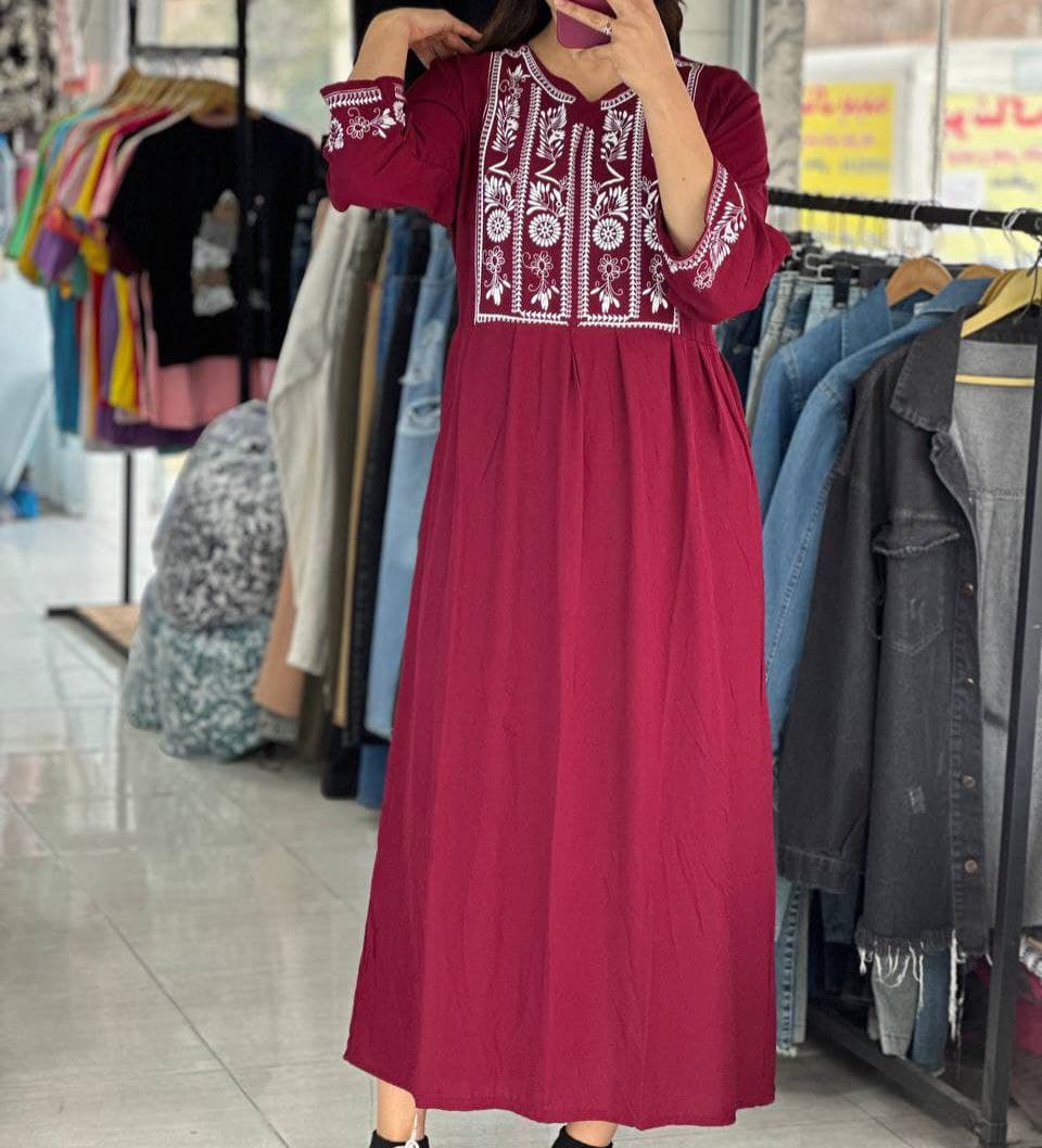 پیراهن ساحلی نخی چاپی طرح گندم/کد582 — تصویر ۳