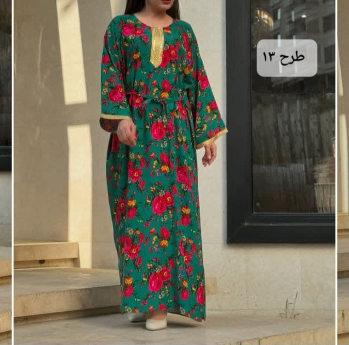 پیراهن ساحلی نخی گلدارطلاکوب وارداتی/کد517 — تصویر ۳