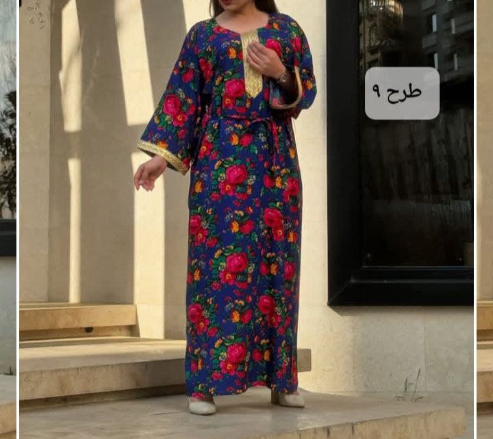 پیراهن ساحلی نخی گلدارطلاکوب وارداتی/کد517 — تصویر ۸