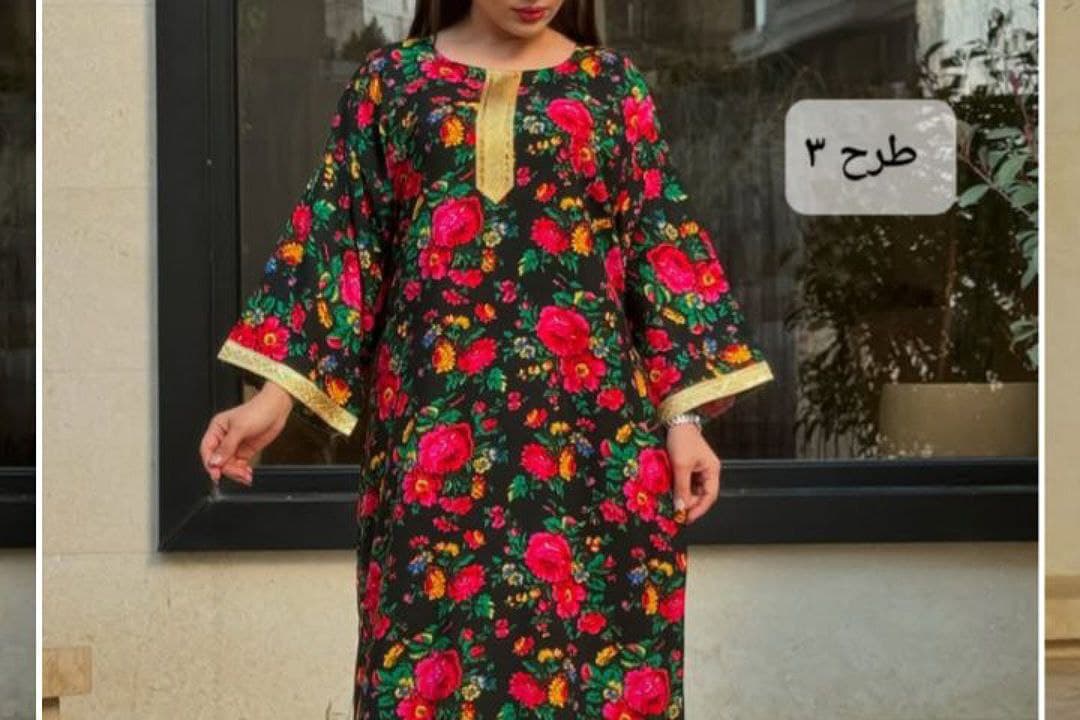 پیراهن ساحلی نخی گلدارطلاکوب وارداتی/کد517