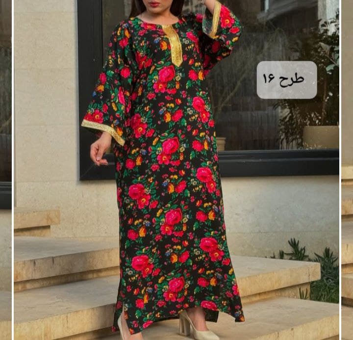 پیراهن ساحلی نخی گلدارطلاکوب وارداتی/کد517 — تصویر ۵