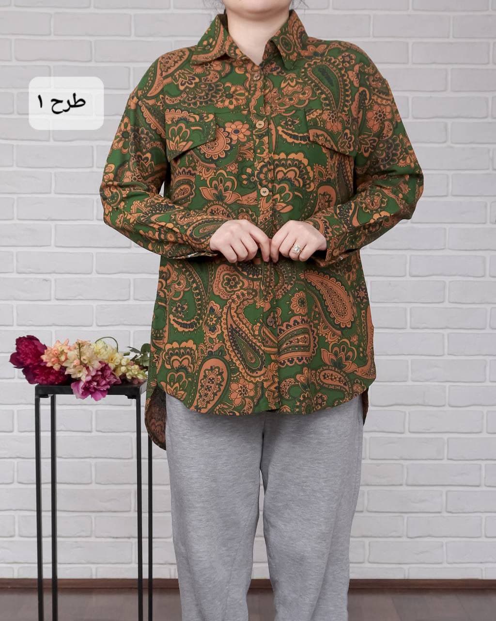 شومیز سنتی لینن طرحدار/کد520 — تصویر ۴