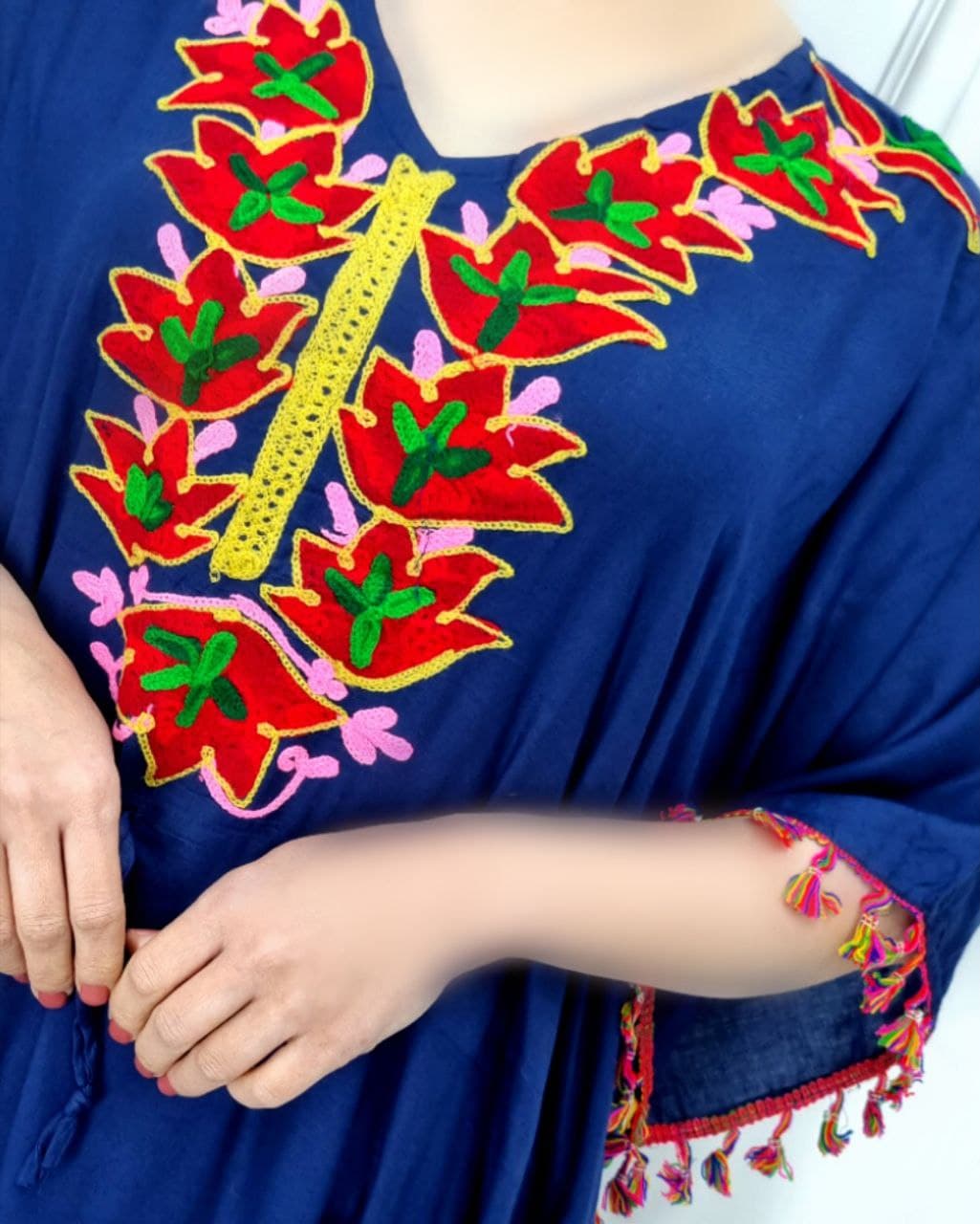پانچ ساحلی نخی خامه دوزی قواره بزرگ وارداتی/کد515