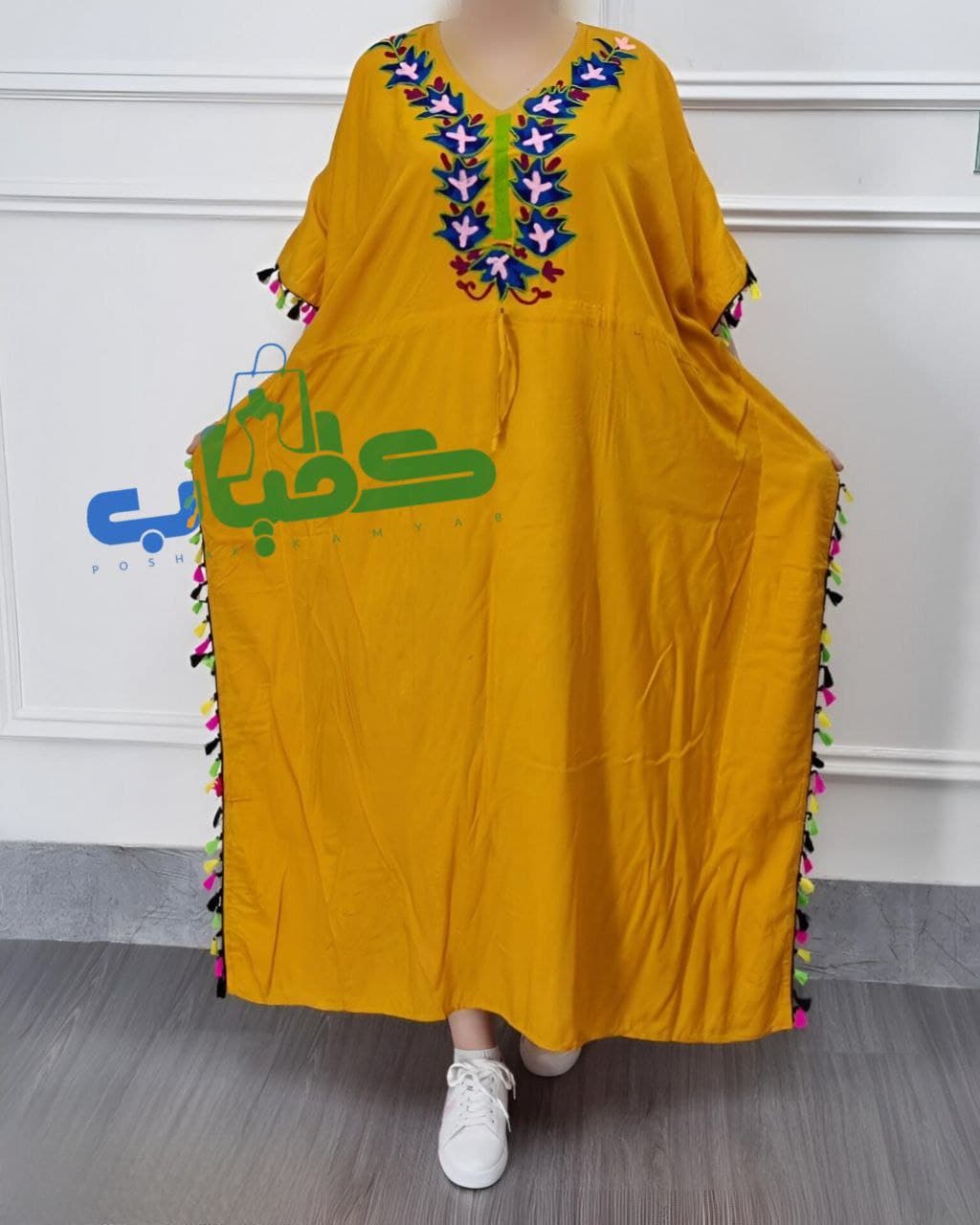 پانچ ساحلی نخی خامه دوزی قواره بزرگ وارداتی/کد515 — تصویر ۴