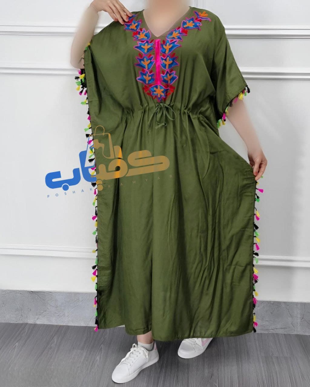 پانچ ساحلی نخی خامه دوزی قواره بزرگ وارداتی/کد515 — تصویر ۵