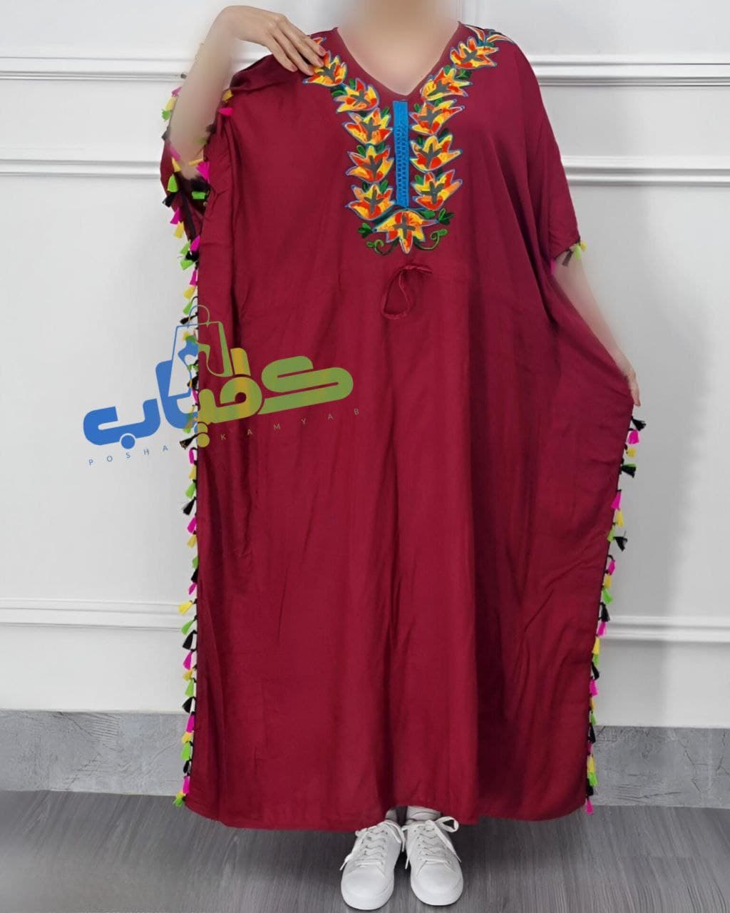 پانچ ساحلی نخی خامه دوزی قواره بزرگ وارداتی/کد515 — تصویر ۶