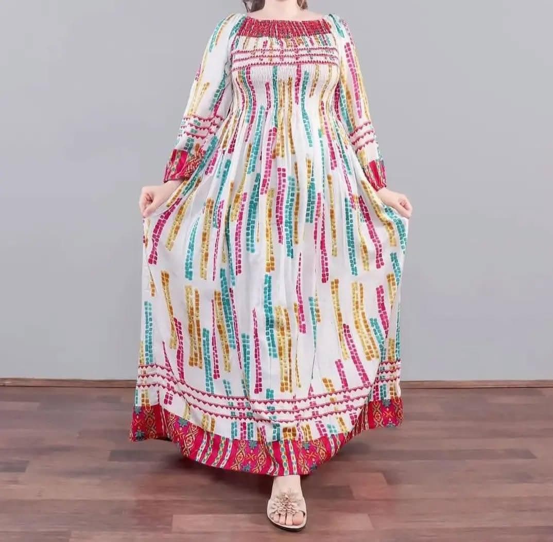 پیراهن ساحلی نخی وارداتی هندی طرح باران/کد499 — تصویر ۵