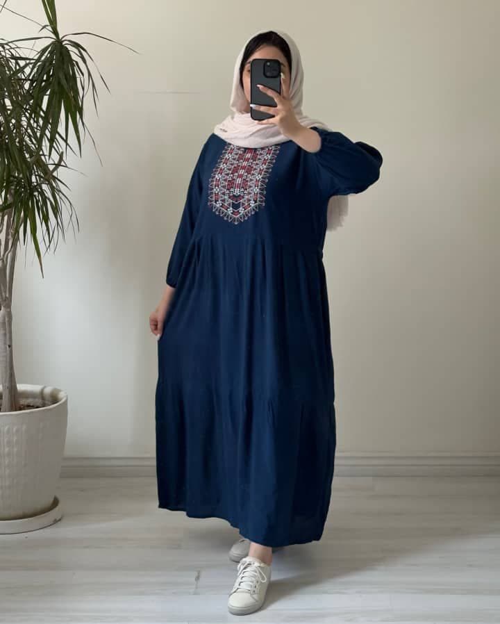 پیراهن ساحلی نخی زنانه طرح آیدا چاپی/کد454 — تصویر ۴