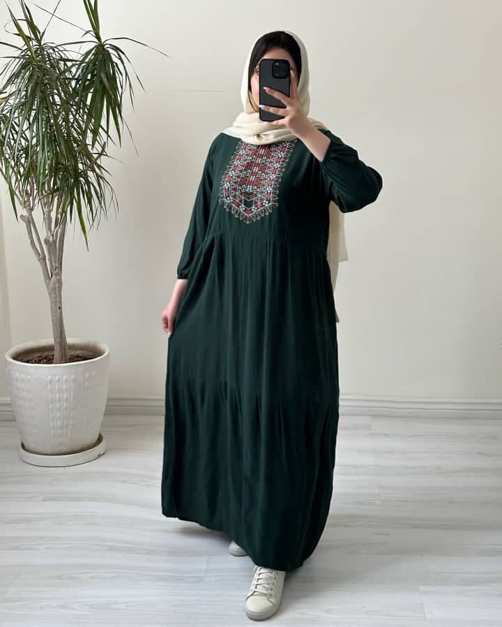 پیراهن ساحلی نخی زنانه طرح آیدا چاپی/کد454 — تصویر ۵