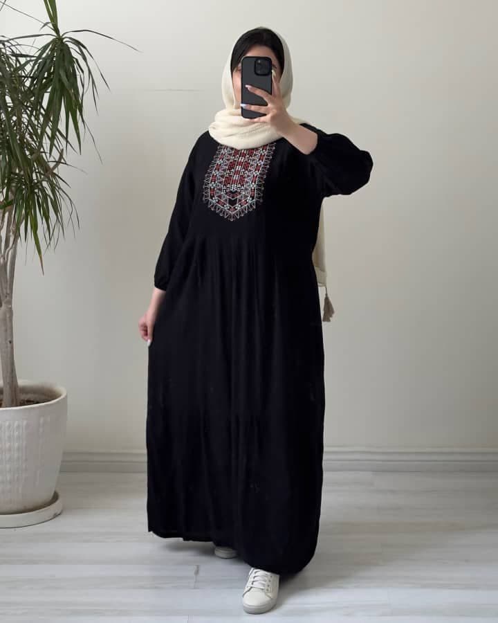 پیراهن ساحلی نخی زنانه طرح آیدا چاپی/کد454 — تصویر ۳