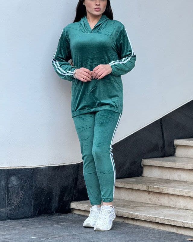 ست هودی شلواراسپرت مخمل کوبیده وارداتی/400 — تصویر ۴