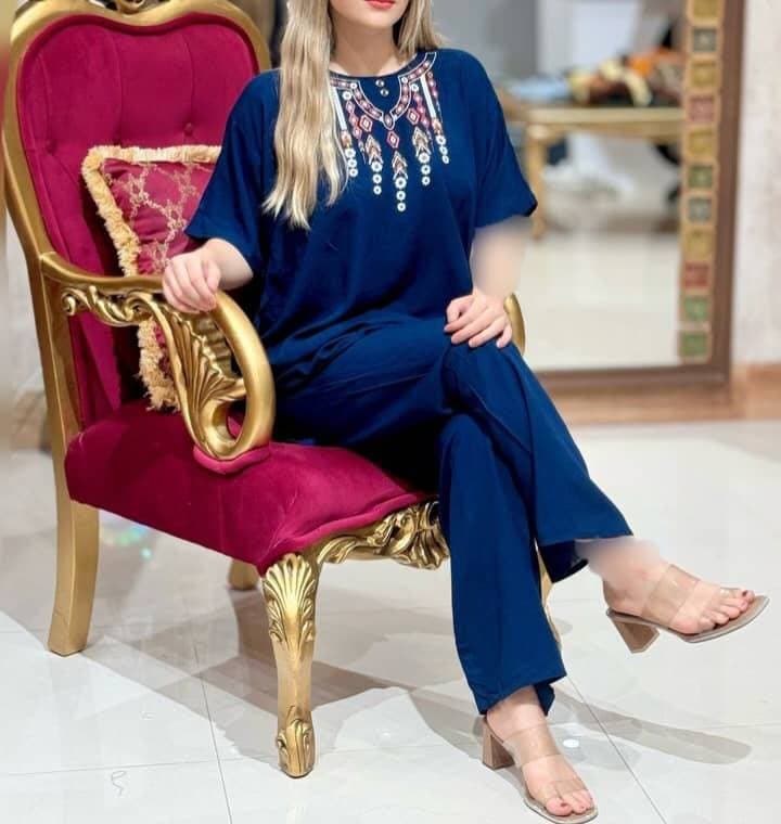 ست بلوزشلوارنخی چاپی طرح نگار/کد386