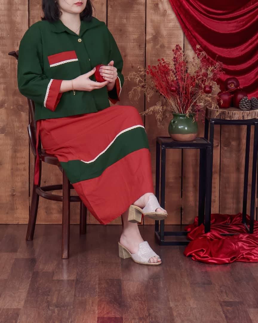 ساحلی ست کت وسارافون یلدایی لینن/کد381