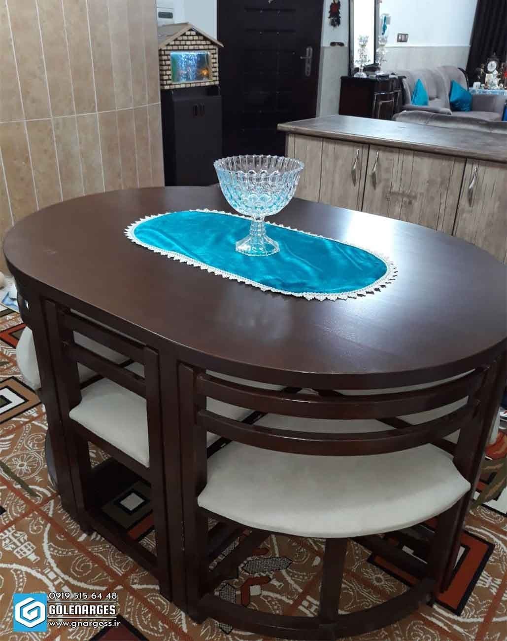 میز ناهارخوری کمجا چهار نفره چوب مبلمان فرنا مدل 1113344 — تصویر ۳