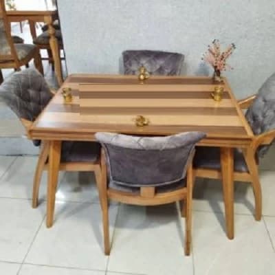 میز ناهارخوری چهار نفره مدل پیچک تماماً چوب مبلمان فرنا مدل 1113341