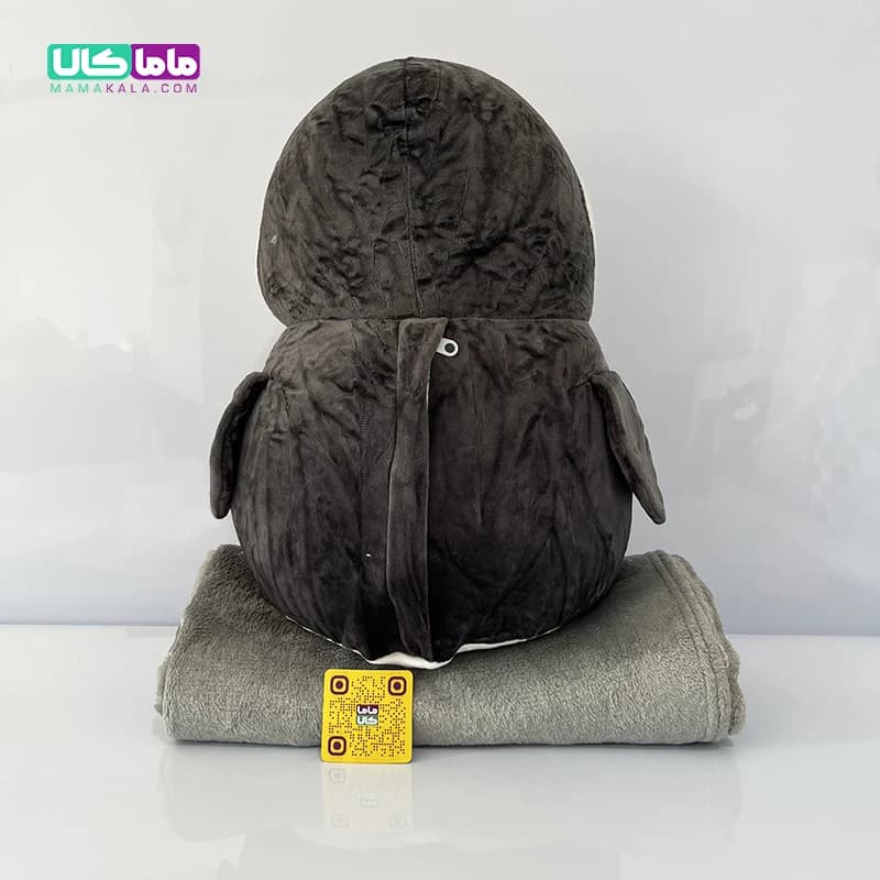 عروسک پنگوئن بالشتی پتودار مشکی 50 سانتیمتر — تصویر ۴