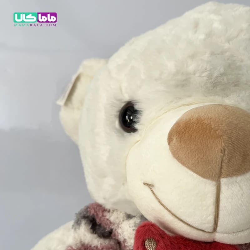 عروسک خرس سفید مدل شال گردنی تدی 8۰ سانتیمتر — تصویر ۵