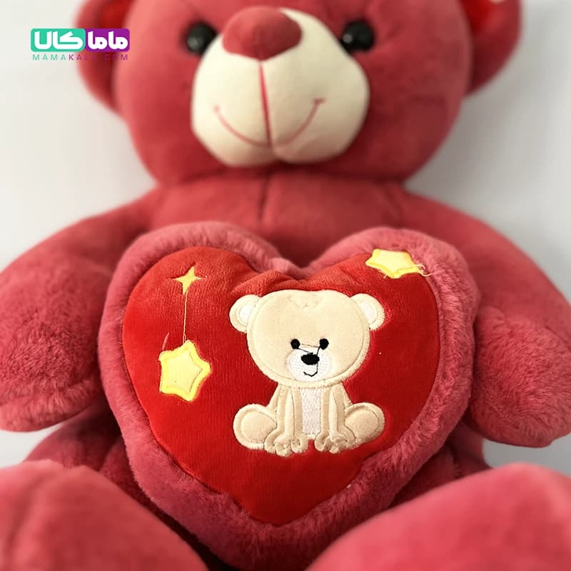 عروسک خرس قرمز قلب به دست مدل ولنتاینی لاو 8۰ سانتیمتر — تصویر ۵