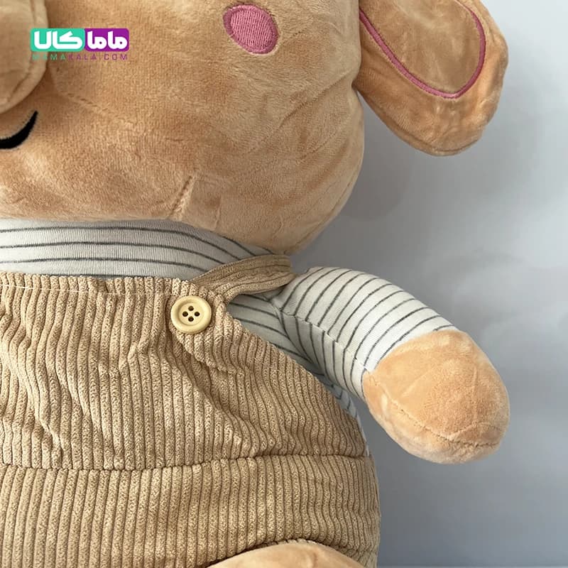 عروسک فیل پیش بندی پتودار قهوه ای 50 سانتیمتر — تصویر ۵