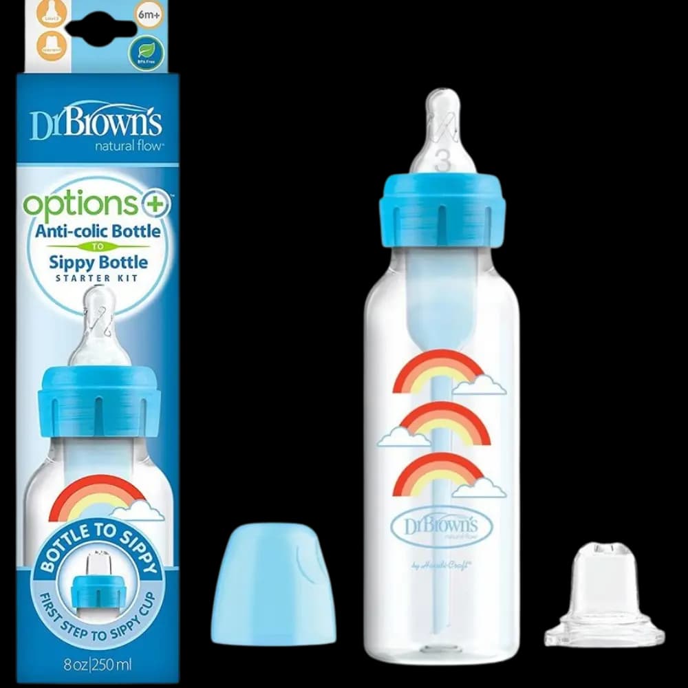 شیشه شیر آپشن پلاس دکتر براون طرح رنگین کمان با یدک DR Browns