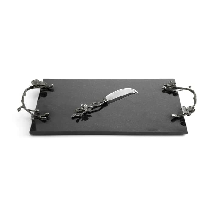 تخته پنیر مایکل آرام به همراه کارد – لارج | Black Orchid Cheese Board w/ Knife – LG